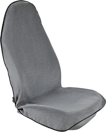 550g Heavy Duty Towel Car Seat Cover, Waterproof Sweat Protector for Post-Gym & Beach, Non-Slip Microfiber Bucket Seat Mat for Sedans SUV Minivans, Machine Washable (Gray, 1-Pack)