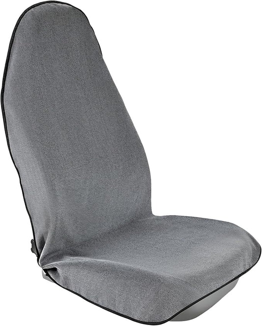 550g Heavy Duty Towel Car Seat Cover, Waterproof Sweat Protector for Post-Gym & Beach, Non-Slip Microfiber Bucket Seat Mat for Sedans SUV Minivans, Machine Washable (Gray, 1-Pack)