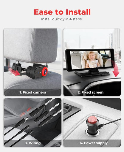 LUCKVIEW BM5PRO Double Car Camera for 2 Baby，7.2" 1080P Split Screen with IR Night Vision, Real-Time Monitoring Baby Car Camera,Easy Install, Family Travel Companion for Kids & Pets