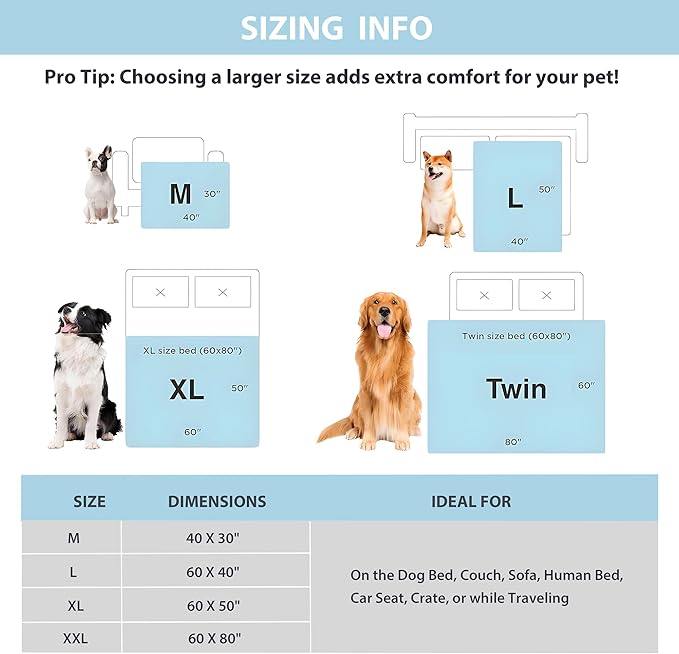 Cooling Blanket for Dogs - Q-MAX>0.4, Lightweight Pet Throw Blanket Furniture Protector, Breathable Fill and Soft Washable Cooling Mat for Summer, Light Blue, 50x60
