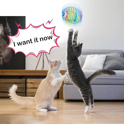 Jecery 5 Pcs Cat Spring Balls Toys Stretchable Rolling Balls Colorful Playful Coils Interactive Action Toy Caged Rats for Kitten Pet Supplies (Monster,Rainbow Color)