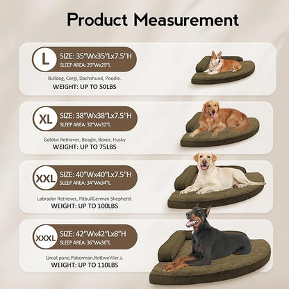 MEKIY Large Orthopedic Dog Bed with Sides XXXL Dog Beds with Removable Washable Cover Non-Slip Waterproof Pet Bed for Extra Large Dogs - Light Coffee XXXL
