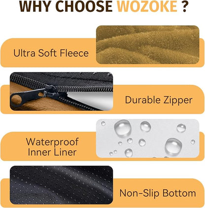 Orthopedic Dog Bed for Large Dogs, Waterproof Dog Bed for Large Size Dogs with Bolsters, Egg Crate Foam Sofa Bed with Washable Removable Cover & Non-Slip Bottom, Orange