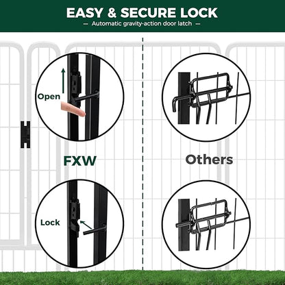 FXW Rollick Unleashed Dog Playpen for Indoor, Yard, RV Camping, 45 inch 48 Panels for Large Dogs, Black│Patented