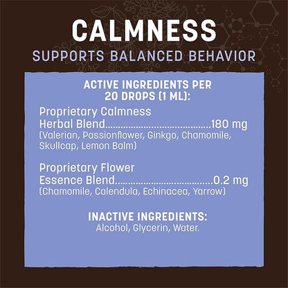 Earth Animal Apothecary Liquid Supplement - Calmness Herbal Remedies for Dogs & Cats - 2 fl oz