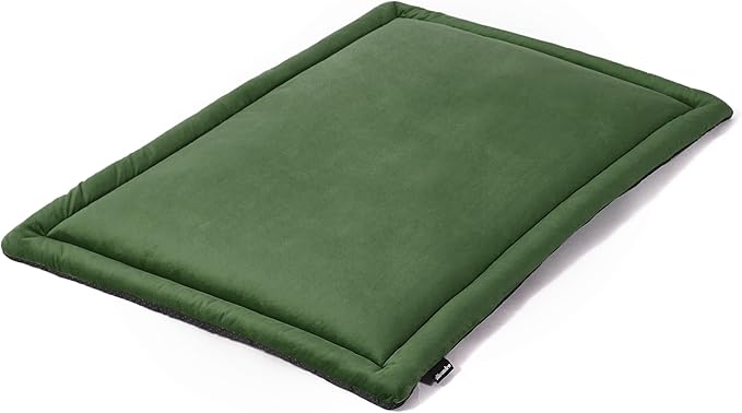 Allisandro Lightweight Waterproof Dog Bed Pad, 1.5" Thick Travel Mat for Crates, Kennels & Elevated Beds, Washable Non-Slip Sleeping Mat for Small to Large Dogs, 42 x 28 Inches, Dark Green