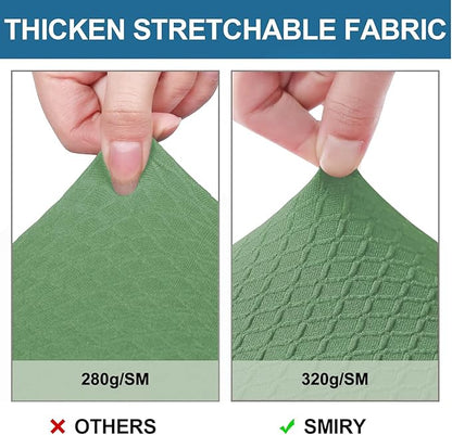 Smiry Waterproof Seat Covers for Dining Room Chairs Set of 4, Stretch Jacquard Removable Washable Chair Seat Slipcovers Protector, No Rear Covers, Green