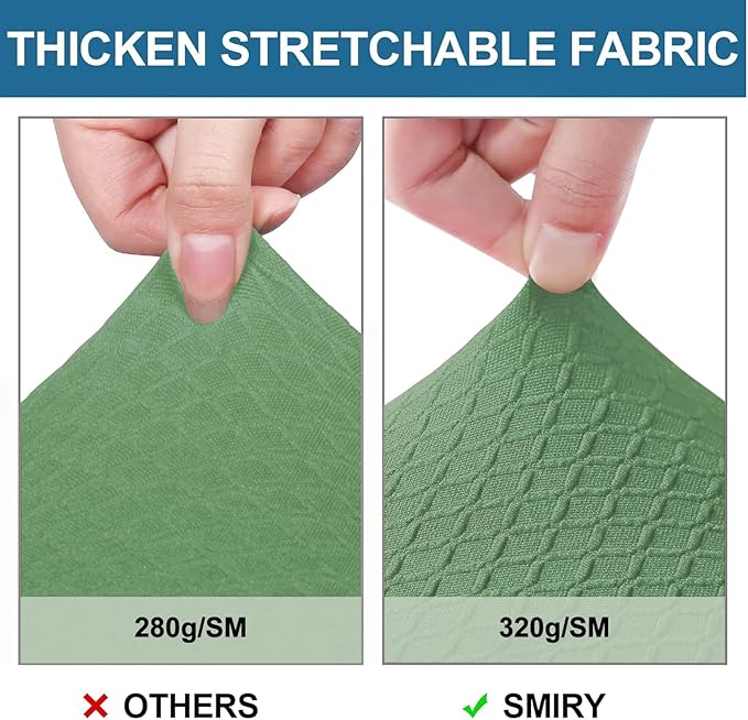 Smiry Waterproof Seat Covers for Dining Room Chairs Set of 8, Stretch Jacquard Removable Washable Chair Seat Slipcovers Protector, No Rear Covers, Green