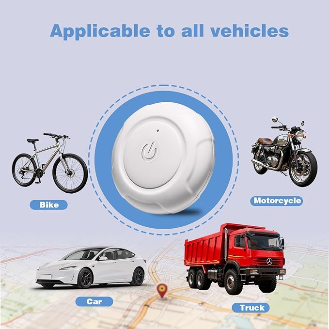 Mini GPS Tracker for Vehicles, Pets & Valuables – Real-Time Tracking Device, No SIM Card or Subscription Required, Waterproof & Magnetic Locator with Long Battery Life, Free App for iOS & Android