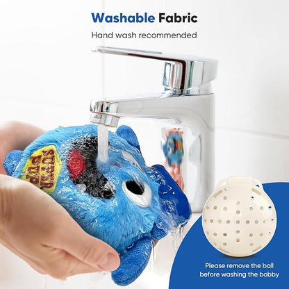 Petbobi Interactive Dog Toys Ball, USB Rechargeable Moving Dog Toy with Barking Sounds, Plush Monster Ball with Washable Cover, 4.9" Pet Toy for Small & Medium Dogs, Christmas & Birthday Gift