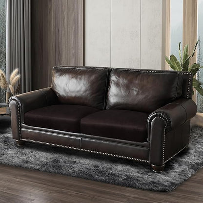ANARACHON Leather Look Couch Cushion Covers Sofa Seat Slipcovers Sets Couches Furniture Protector for Sectional Armchair Loveseat Pets Kids Stretch Spandex Fabric (2 Cushion Loveseat, Chocolate)