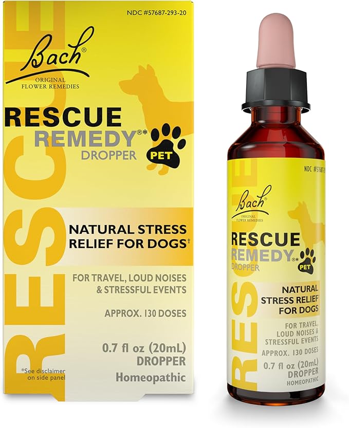 Bach Rescue Remedy Pet Dropper for Dogs - 20 mL - Stress & Tension Support for Dogs Natural Flower Essences - Sedative-Free, Homeopathic Liquid Formula - for All Breeds, Ages & Weights