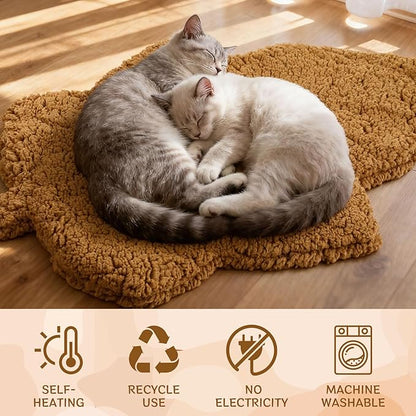 3 Pack Self Warming Pet Bed Leaf Shape Self Heating Cat Dog Mat Washable Thermal Sleeping Pad for Indoor Outdoor Hedgehog, Bunny, Sugar Glider, Rat, Chinchilla(Orange,Large-19 x29)
