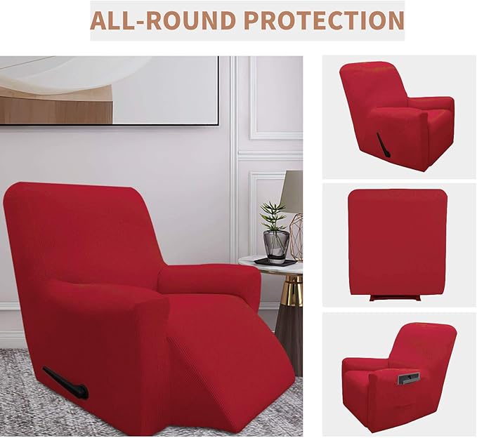 Easy-Going 100% Waterproof Recliner Cover, Dual Waterproof Couch Cover, 1-Piece Jacquard Sofa Cover, Leakproof Slipcover for Kids, Pets, Dog and Cat (Recliner, Christmas Red)