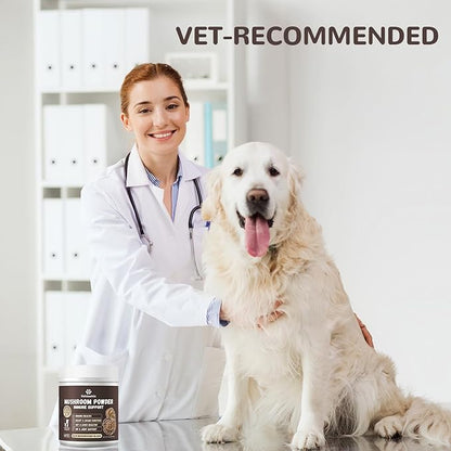 Turkey Tail Mushroom for Dogs, Organic 10 Mushroom Blend for Lipoma Lumps and Bumps, Probiotic Mushroom Powder with 50% β-Glucan for Dogs & Cats, Joint Gut Immune Skin Support - 36g