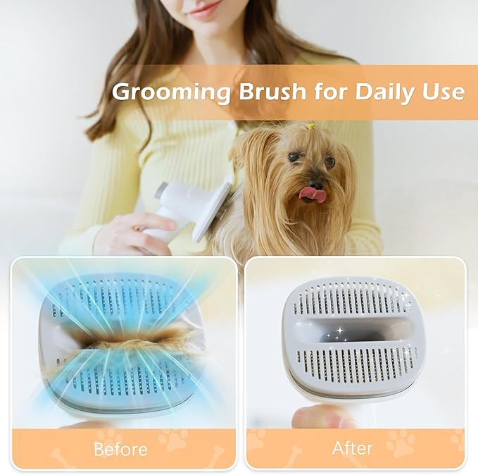 Grooming Kit with 2.3L Vacuum Suction 99% Pet Hair, Pet Grooming Vacuum Low Noise with 5 Tools and 4 Different Lengths Clipper Guards for Dog Cat (White)