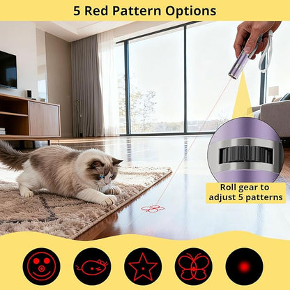 Bird Toy, Distinctive Purple Painted Metal Casing with Paw Print Design, USB Rechargeable, 3 Light Modes & 5 Adjustable Patterns,Interactive Chase Toy for Indoor Cat & Dog & Bird Training & Exercise
