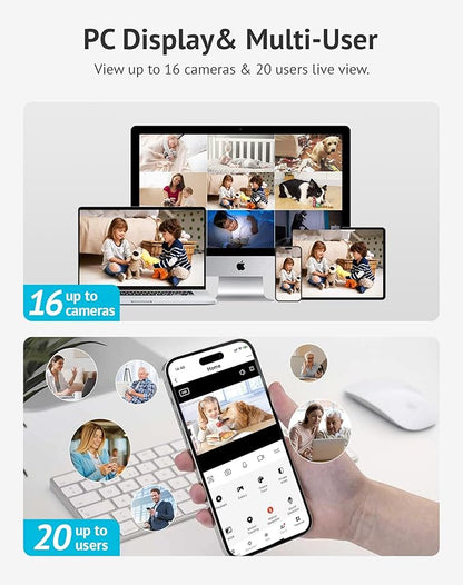 LaView 5MP 3K Cameras for Home Security Indoor,Home Security Camera for Baby/Elder/Pet/Nanny,Baby Cam Starlight Sensor Color Night Vision,US Cloud Service,Compatible with Alexa