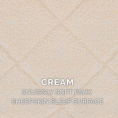 Furhaven Dog Bed for Large Dogs, 100% Washable, Sized to Fit Crates - Sherpa Fleece Bolster Crate Pad - Cream, Jumbo/XXL