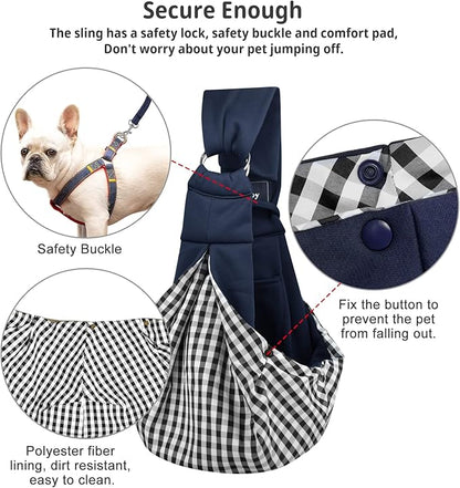 CUBY Dog and Cat Sling Carrier - Hands Free Reversible Pet Papoose Bag - Soft Pouch and Tote Design - Suitable for Puppy, Small Dogs Cats Outdoor
