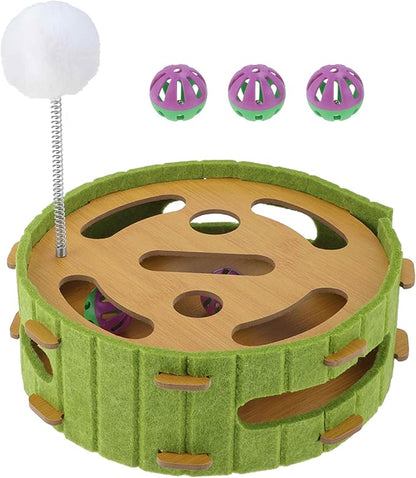 Interactive Cat Toy Puzzle Toys for Indoor, Felt Maze Box, Cat Toys, Mental Stimulation and Entertainment, Circle, Green, 1 Set