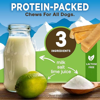 EcoKind Yak Cheese Himalayan Dog Chews, Yak Chews for Medium Dogs, Long Lasting Bone for Aggressive Chewers, 3 Ingredients, Natural High Protein Treats, No Additives, Lactose Free, Medium - 12 Chews
