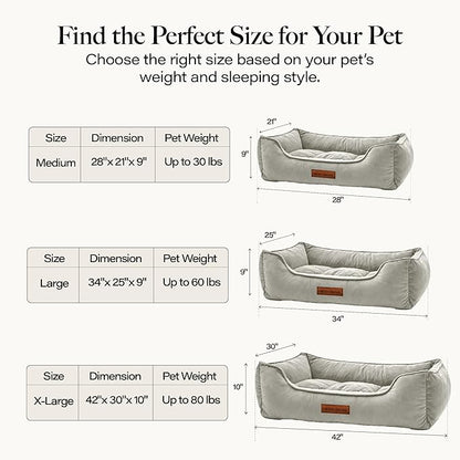 Modern Threads Luxury Dog Bed - Comfortable Tufted Velvet Cushion for Small to Large Dogs - Machine Washable - Durable & Cute Sleep Space for Pets - Pamper Your Pet with Cozy Beds - Light Grey