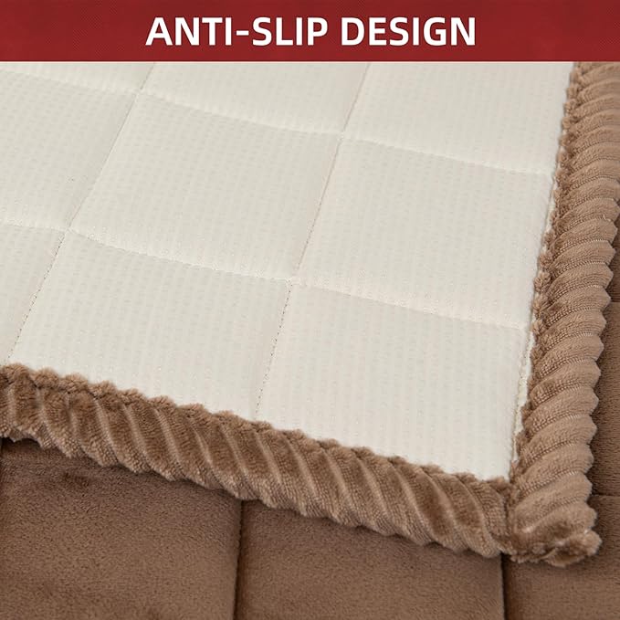 Couch Cover for Dogs Washable Pet Bed Fuzzy Pet Couch Covers Nonslip Couch Slipcover for Dogs, Kids, Pets Friendly Sofa Cover Loveseat Covers (Brown, 21''x39''/Rectangular)