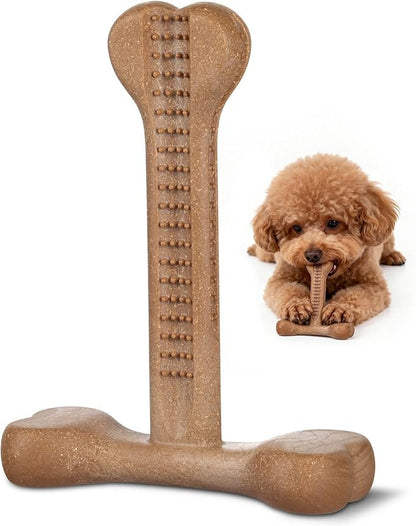 Dog Chew Toy for Aggressive Chewers T-Shaped Tough Dog Bone Toys for Small Medium Large Breed to Keep Them Busy (Small-Under 20LBS, Bacon Flavored)
