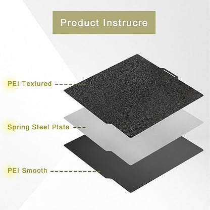 257mm Smooth PEI & Textured PEI 3D Printing Build Plate – Magnetic Removable Bed Adhesive Sheet, Compatible with Bambu Lab A1, X1 Carbon, P1P, P1S