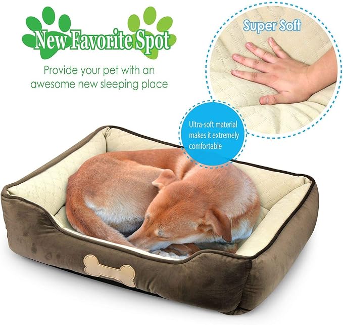 – Premium Dog or Cat Bed | Large Dog Bed Measures 30 x 23 x 7, Perfect for Pets up to 55 lbs. | 100% Polyester Pet Bed with Anti-Skid Bottom | Dark Brown