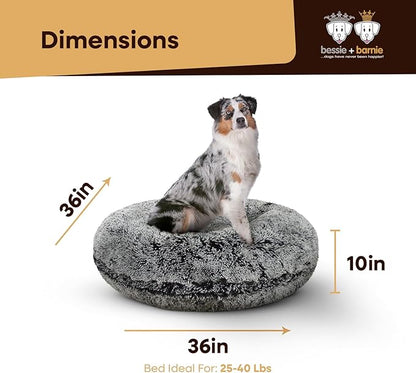 Bessie and Barnie - Luxury Extra Plush Faux Fur Bagel Pet/Dog Bed (Midnight Frost, Me)