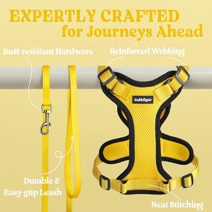 rabbitgoo Cat Harness and Leash for Walking, Escape Proof Soft Adjustable Vest Harnesses for Cats, Easy Control Breathable Reflective Strips Jacket, Yellow, XXS