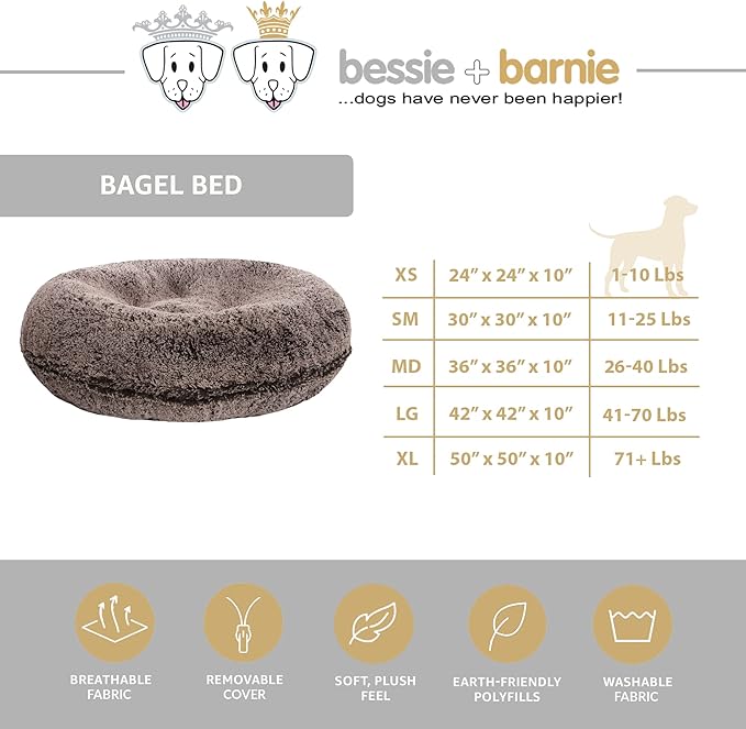 Bessie and Barnie - Luxury Extra Plush Faux Fur Bagel Pet/Dog Bed (Aspen Snow Leopard, X-S)