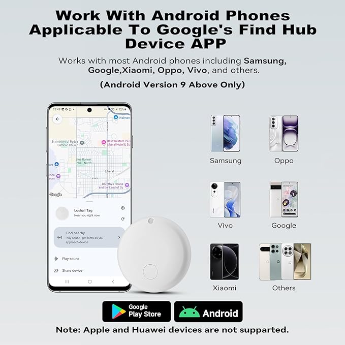 Air Smart Tags-2 Pack for Android, Google Android Tag Tracker Work with Google Find My Device (Find Hub), Key Finder/Luggage Tracker/Item Locator, 2 Pack White
