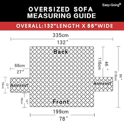 Easy-Going Reversible Oversized Couch Cover for 3 Cushion Couch Sofa Cover for Dogs Water Resistant Furniture Cover (Oversized Sofa, Gray/Light Gray)