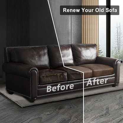 ANARACHON Leather Look Couch Cushion Covers Sofa Seat Slipcovers Sets Couches Furniture Protector for Sectional Armchair Loveseat Pets Kids Stretch Spandex Fabric (3 Cushion XL Sofa, Light Brown)