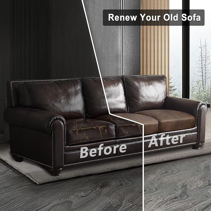 ANARACHON Leather Look Couch Cushion Covers Sofa Seat Slipcovers Sets Couches Furniture Protector for Sectional Armchair Loveseat Pets Kids Stretch Spandex Fabric (3 Cushion Sofa, Brown)