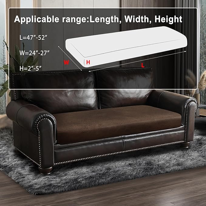 ANARACHON Leather Look Couch Cushion Covers Sofa Seat Slipcovers Sets Couches Furniture Protector for Sectional Armchair Loveseat Pets Kids Stretch Spandex Fabric (1 Cushion Loveseat, Brown)