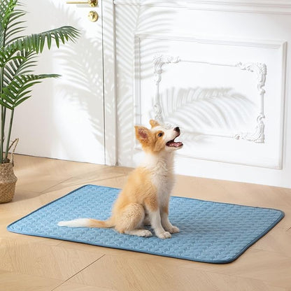 Soulbond Cooling Mat for X-Large Dogs - 50" x 60" Washable Cooling Pad for Puppy, QMAX>0.3, Anti-Slip Bottom, Portable Summer Cool Crate Kennel Bed Pad for Outdoor/Indoor/Cars/Travel Use, Ocean Blue