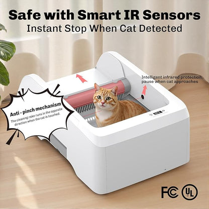 Self Cleaning Litter Box, Upgraded Automatic Cat Litter Box Self Cleaning with APP Control, Large Open Design for Single/Multiple Cats, Anti Pinch and Odorless