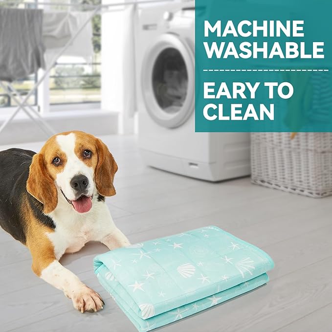 SUPRIY Pet Cooling Mat for Dogs & Cats - Qmax 0.4 Waterproof Cooling Pad, Summer Heat Relief Mat with Japanese Polyester Tech, 3 Sizes Indoor/Outdoor Use (19.5 * 27.5, Blue Ocean)