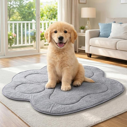 Cozy Bliss Cute Paw Shape Cooling Mat for Large Dogs, Non-Slip, Leakproof Washable Pet Cooling Mat for Hot Weather with Q-Max 0.5, Indoor and Outdoor Summer Pad, Heather Charcoal Grey, 45"x50"
