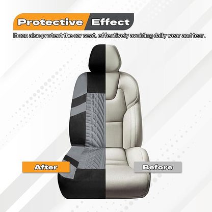 2PCS Car Front Seat Cover with 2 Headrest Covers, Breathable Waterproof Seat Covers for Front Seats, Universal Seats Cover Protector Car Accessories for Most Vehicles (Gray)