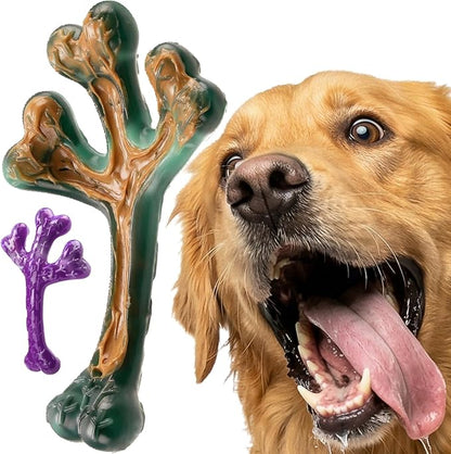 Frienhund 2 Pack Indestructible Dog Chew Toys for Aggressive Chewers - XL Textured Cactus with Grooves for Peanut Butter & Yogurt, Beef Nylon Bones for Large Dogs 20-90 lbs, Easy Chew & Long Lasting