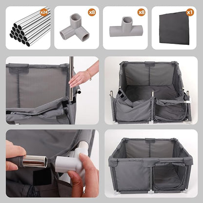 Puppy Playpen Indoor for Small Pets, 37"x37"x18.5" Dog Playpen with Zipper Door, Portable Oxford Fabric Pet Pen Anti-Tipping Design for Puppies, Kittens, Rabbits