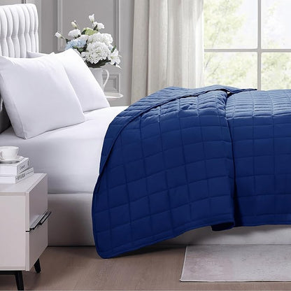 Casa Platino Navy Blue Blanket - Soft Pre-Washed Microfiber Down Alternative Queen Size All Season Bed Blanket