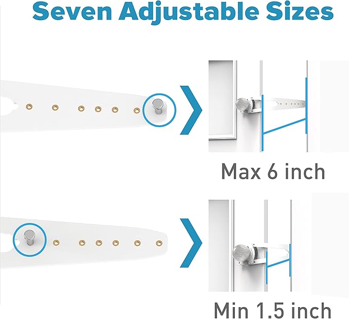 Neobay Cat Door Latch with Stabilizer, 7 Sizes Adjustable Cat Door Holder Latch to Keep Dog Out of Litter Box, No-Drill & Portable for Interior Doors, White, 1 Pack