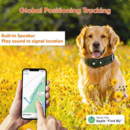 2-in-1 GPS Tracker for Dogs: Smart Pet Collar with Real-Time Tracking,No Monthly Fee/Subscription (iOS Only) Waterproof, Anti-Lost,365-Day Long Battery Life GPS Tracker Dog Collar(Tracker Included)