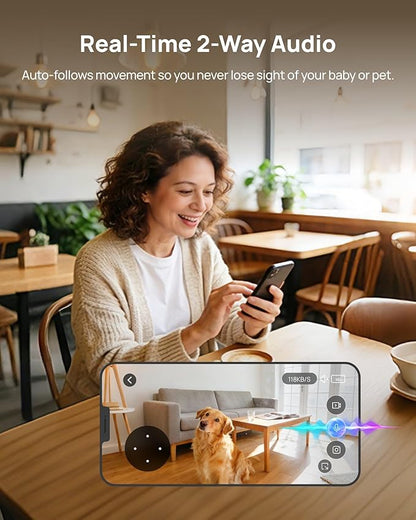 Dual Lens Security Indoor Camera 5G/2.4G WiFi, 2K+2K Pet Smart Camera with Pan Tilt for Home, Baby Monitor, AI Tracking, Motion Detection, Color Night Vision, 2-Way Talk, No Dead Zone, 355° View
